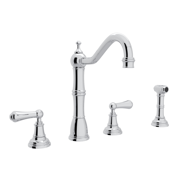 Edwardian 4-Hole Kitchen Faucet with Sidespray - Polished Chrome with Metal Lever Handle | Model Number: U.4776L-APC-2-related