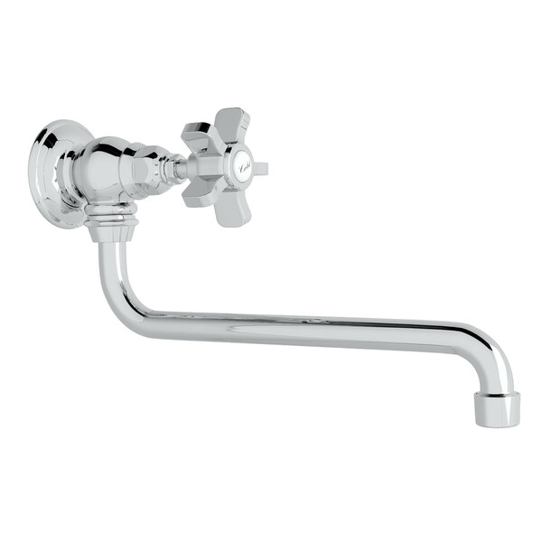 Wall Mount 11 3/4 Inch Reach Pot Filler - Polished Chrome with Five Spoke Cross Handle | Model Number: A1445XAPC-2-related