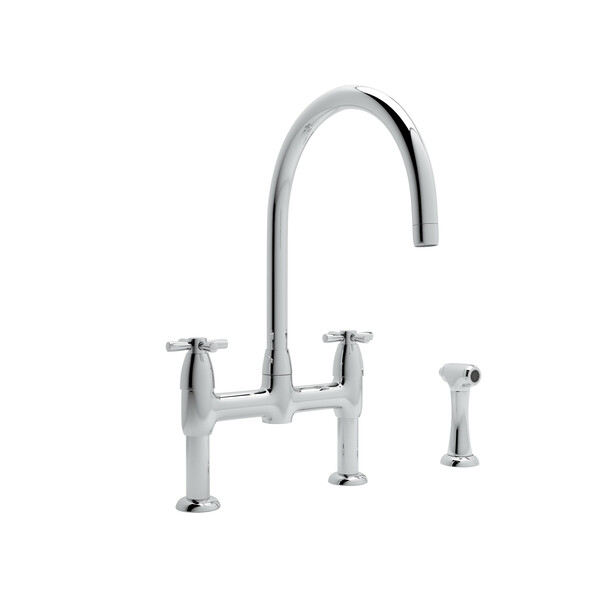 Holborn Bridge Kitchen Faucet with Sidespray - Polished Chrome with Cross Handle | Model Number: U.4272X-APC-2-related