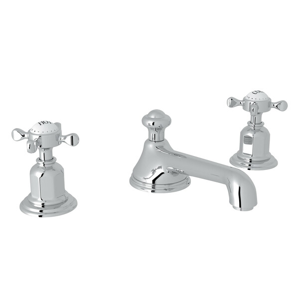 Edwardian Low Level Spout Widespread Bathroom Faucet - Polished Chrome with Cross Handle | Model Number: U.3706X-APC-2-main
