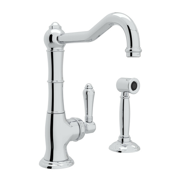 Cinquanta Single Hole Column Spout Bar and Food Prep Faucet with Sidespray - Polished Chrome with Metal Lever Handle | Model Number: A3650/6.5LMWSAPC-2-related