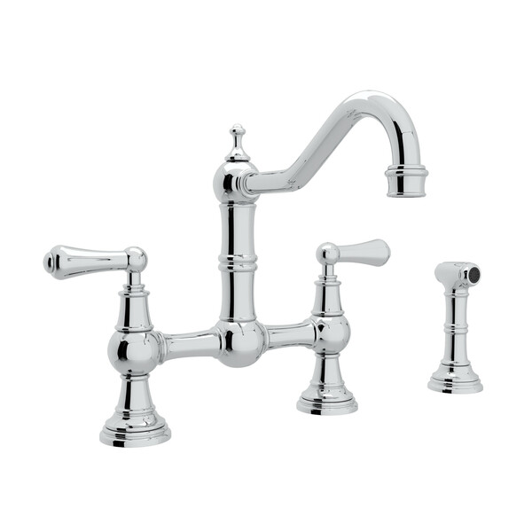 Edwardian Bridge Kitchen Faucet with Sidespray - Polished Chrome with Metal Lever Handle | Model Number: U.4756L-APC-2-related