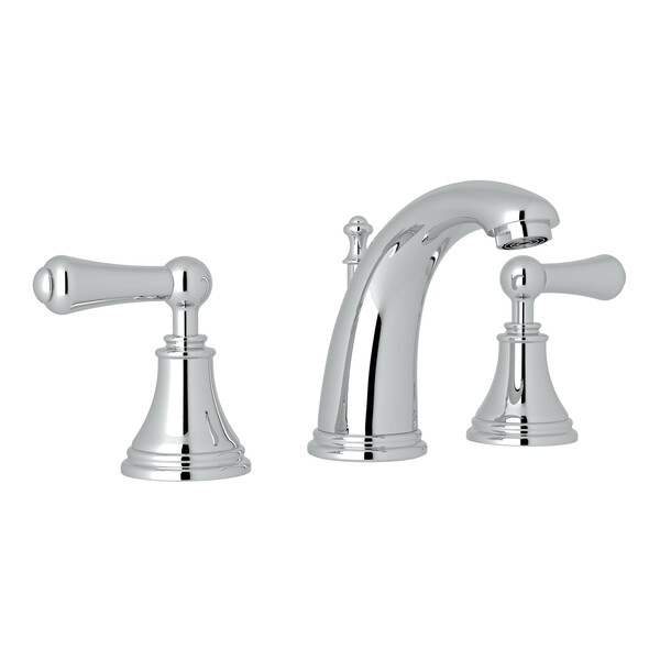 Georgian Era High Neck Widespread Bathroom Faucet - Polished Chrome with Metal Lever Handle | Model Number: U.3712LS-APC-2-product-view