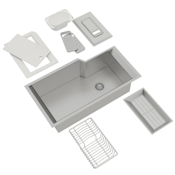 Culinario Single Bowl Stainless Steel Kitchen Sink with Accessories - Brushed Stainless Steel | Model Number: RGKKIT3016SB-related