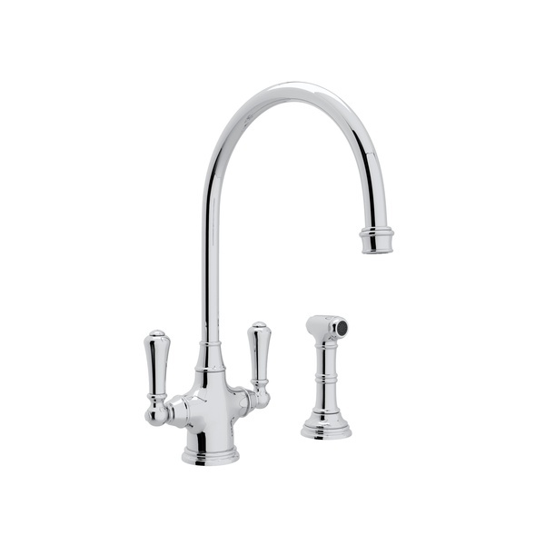 Georgian Era Single Hole Kitchen Faucet with Sidespray - Polished Chrome with Metal Lever Handle | Model Number: U.4710APC-2-related