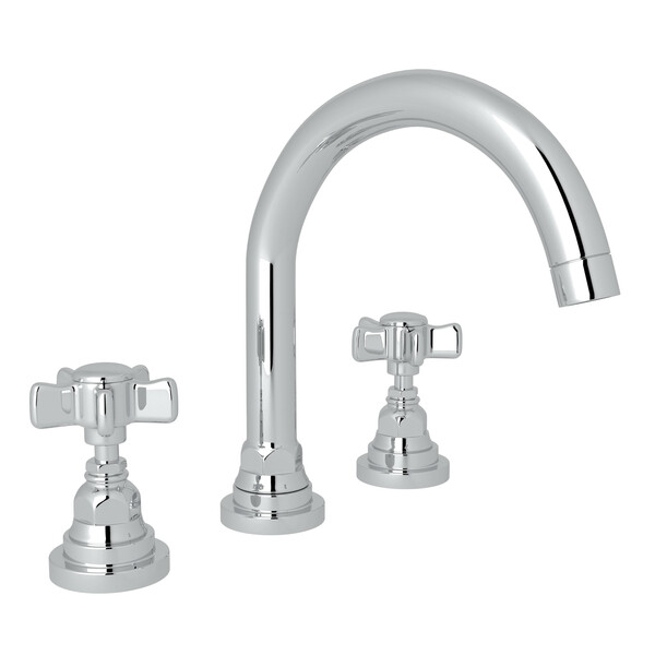 San Giovanni C-Spout Widespread Bathroom Faucet - Polished Chrome with Five Spoke Cross Handle | Model Number: A2328XAPC-2-main