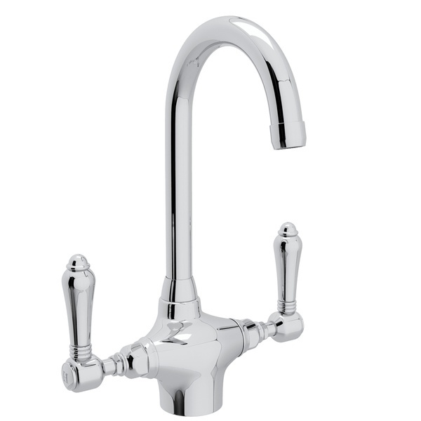 San Julio Single Hole C-Spout Bar and Food Prep Faucet - Polished Chrome with Metal Lever Handle | Model Number: A1667LMAPC-2-related