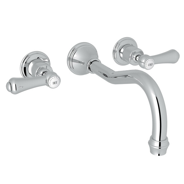 Georgian Era 3-Hole Wall Mount Column Spout Tub Filler - Polished Chrome with White Porcelain Lever Handle | Model Number: U.3783LSP-APC/TO-related
