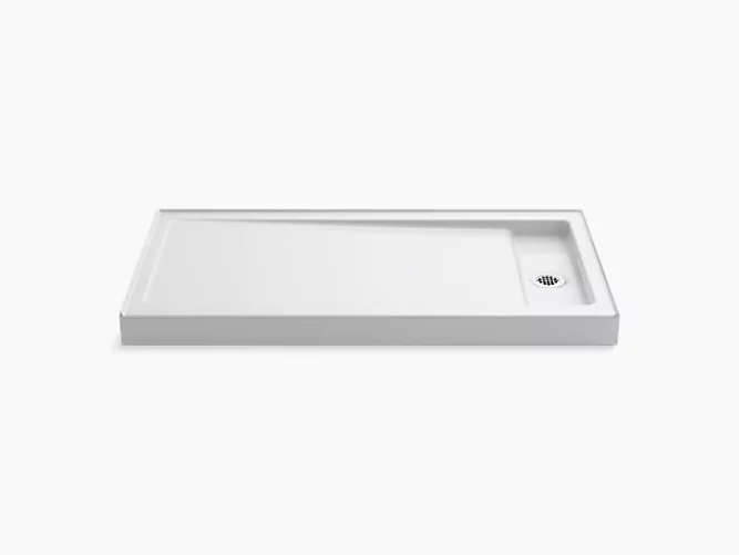 60" x 32" single-threshold shower base with right center drain-product-view