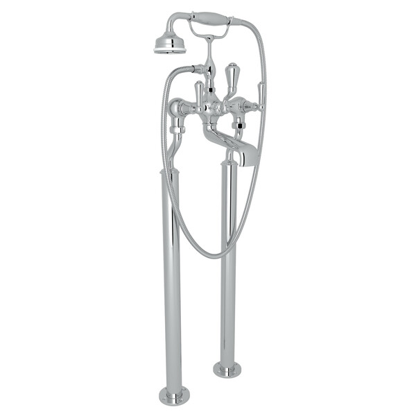 Georgian Era Exposed Floor Mount Tub Filler with Handshower - Polished Chrome with Metal Lever Handle | Model Number: U.3012LS/1-APC-related
