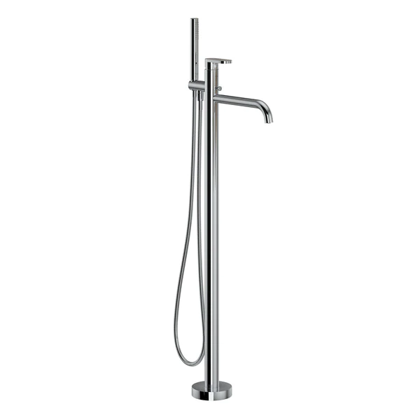 Miscelo 1-Hole Floor Mount Tub Filler - Polished Chrome Spout With Whitewash Barnwood Insert With Lever Handle With Insert | Model Number: MI05F1WBAPC-related