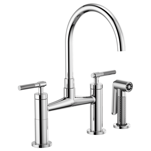 Bridge Faucet with Arc Spout and Knurled Handle-product-view