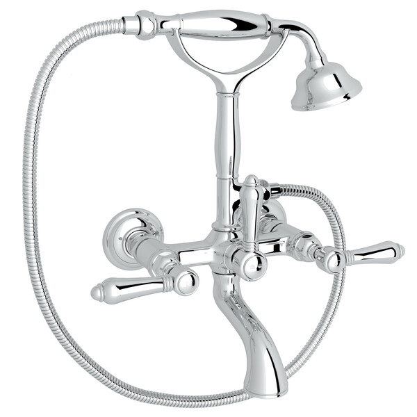 Exposed Wall Mount Tub Filler with Handshower - Polished Chrome with Metal Lever Handle | Model Number: A1401LMAPC-related