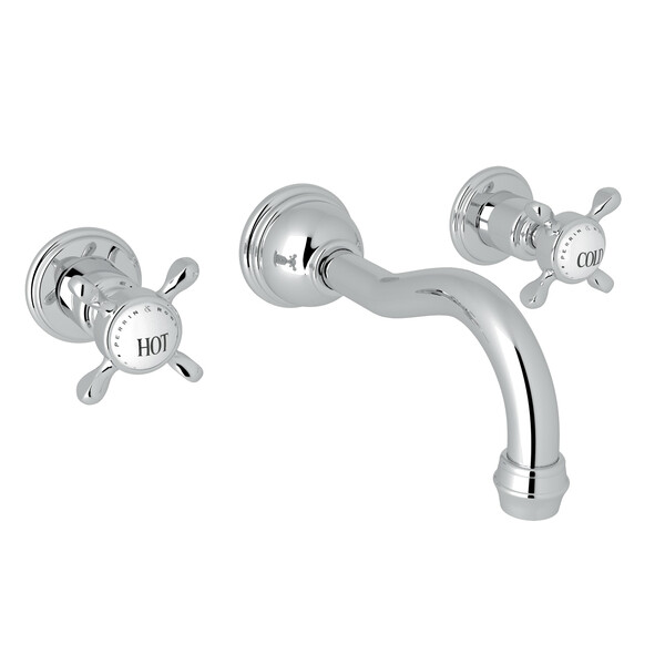 Edwardian Wall Mount Column Spout Bathroom Faucet - Polished Chrome with Cross Handle | Model Number: U.3791X-APC/TO-2-related