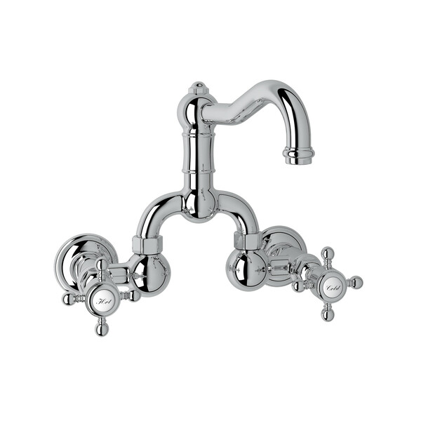 Acqui Wall Mount Bridge Bathroom Faucet - Polished Chrome with Cross Handle | Model Number: A1418XMAPC-2-main