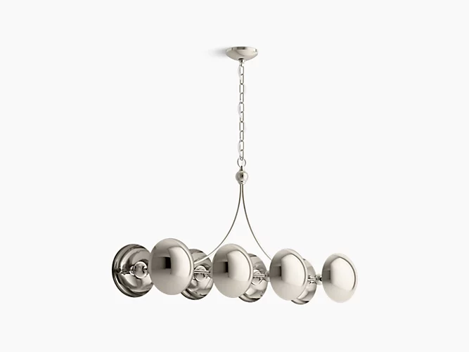 Eight-light linear chandelier-related
