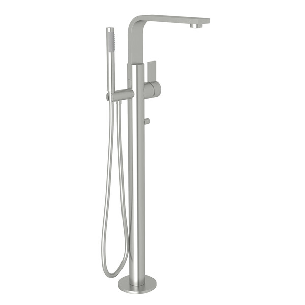 Soriano Single Leg Floor Mount Tub Filler - Brushed Stainless Steel with Metal Lever Handle | Model Number: SOR-14-SB-related