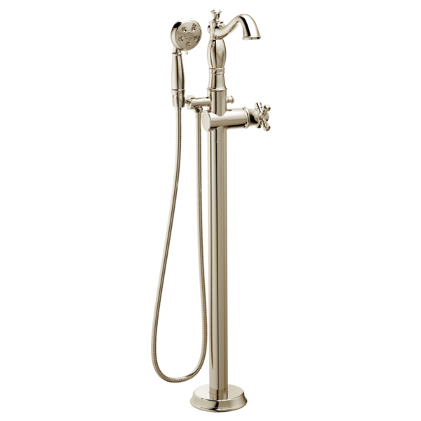 DELTA® Delta® Single Handle Floor Mount Tub Filler Trim With Hand Shower - Less Handle In Polished Nickel-related