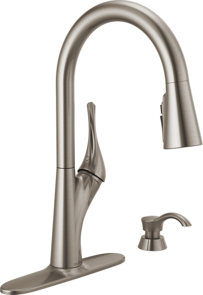 CASON™ Single Handle Pull-Down Kitchen Faucet With Soap Dispenser And ShieldSpray® Technology In Spotshield Stainless MODEL#:-related