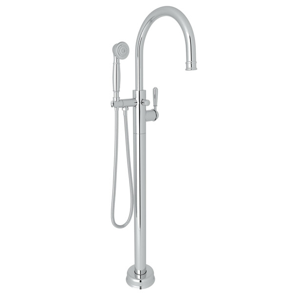 Traditional Single Leg Floor Mount Tub Filler - Polished Chrome with Metal Lever Handle | Model Number: T1587LMAPC/TO-related