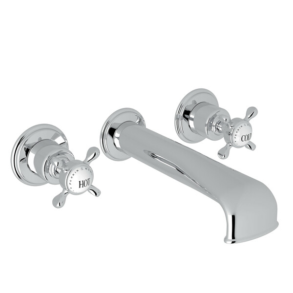 Edwardian Wall Mount 3-Hole Tub Filler - Polished Chrome with Cross Handle | Model Number: U.3581X-APC/TO-related