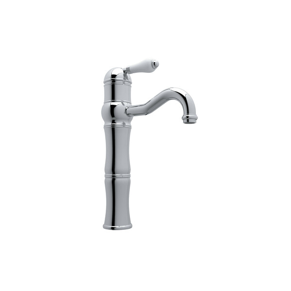 Acqui 13 1/8 Inch Above Counter Single Hole Single Lever Bathroom Faucet - Polished Chrome with White Porcelain Lever Handle | Model Number: A3672LPAPC-2-related