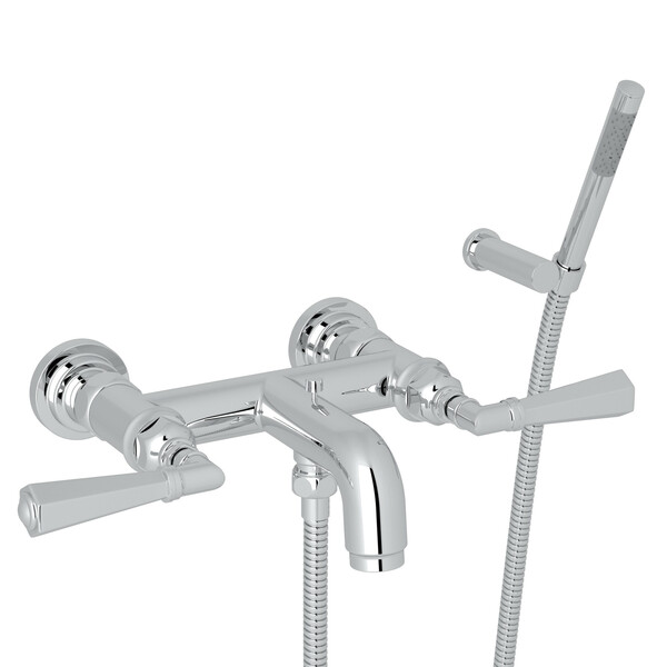 San Giovanni Wall Mount Exposed Tub Filler with Handshower - Polished Chrome with Metal Lever Handle | Model Number: A2302LMAPC-related