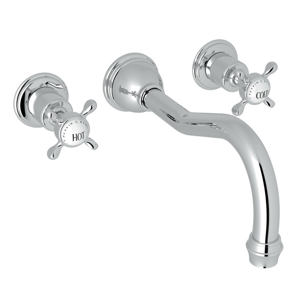 Edwardian 3-Hole Wall Mount Column Spout Tub Filler - Polished Chrome with Cross Handle | Model Number: U.3781X-APC/TO-related