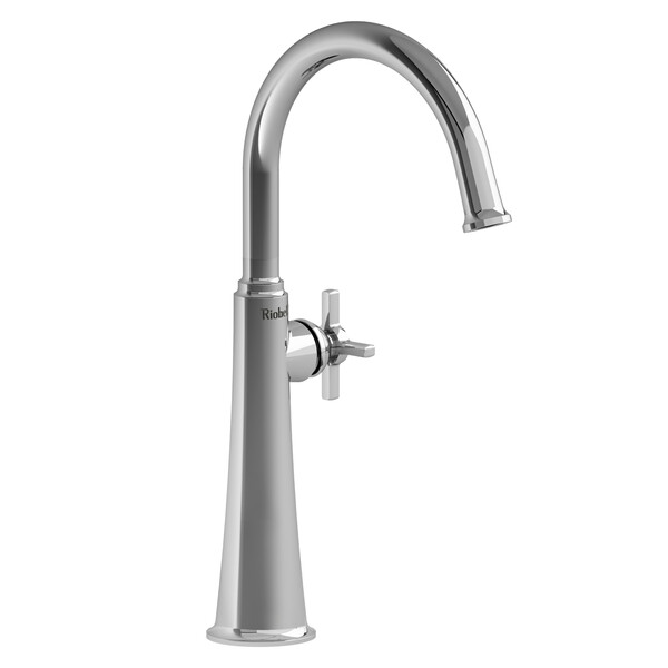 Momenti Single Handle Tall Lavatory Faucet with C-Spout  - Chrome with Cross Handles | Model Number: MMRDL01+C-related