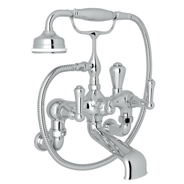 Georgian Era Exposed Wall Mount Tub Filler with Handshower - Polished Chrome with Metal Lever Handle | Model Number: U.3006LS/1-APC-related
