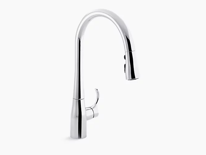 single-hole or three-hole kitchen sink faucet with 16-5/8" pull-down spout, DockNetik® magnetic docking system, and a 3-function sprayhead featuring Sweep® spray K-596-CP CAD $529.00List Price-related