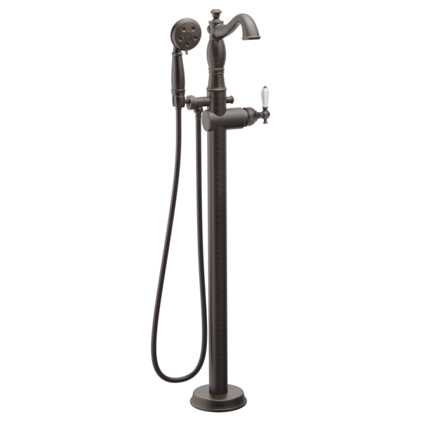 Delta® Single Handle Floor Mount Tub Filler Trim With Hand Shower - Less Handle In Venetian Bronze MODEL#: T4797-RBFL-LHP--H716RB--R4700-FL-product-view