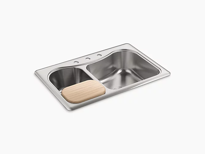 Staccato™33" x 22" x 8-5/16" top-mount large/medium double-bowl kitchen sink with 4 faucet holes K-3361-4-NA-related