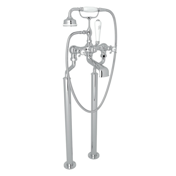 Edwardian Exposed Floor Mount Tub Filler with Handshower - Polished Chrome with Cross Handle | Model Number: U.3521X/1-APC-related