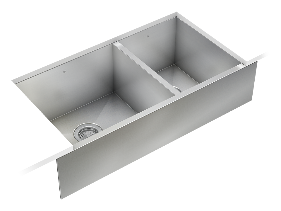 60/40 Double Bowl Farmhouse/Apron Kitchen Sink ProInox H0 18-gauge Stainless Steel, 30'' X 16'' X 8''  IH0-UAR-34188-related