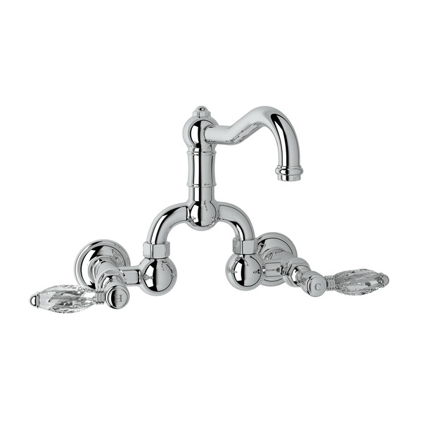 Acqui Wall Mount Bridge Bathroom Faucet - Polished Chrome with Crystal Metal Lever Handle | Model Number: A1418LCAPC-2-related