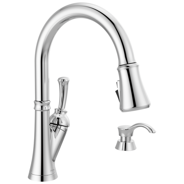 Savile® Single Handle Pull-Down Kitchen Faucet With Soap Dispenser And ShieldSpray® Technology In Chrome MODEL#: 19949Z-SD-DST-related
