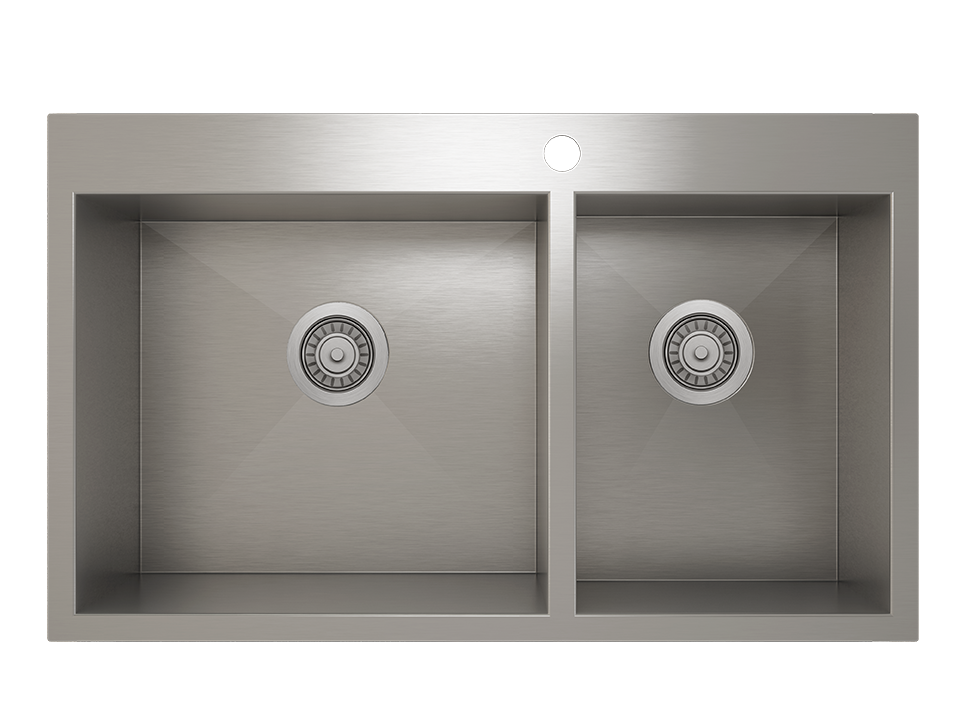 60/40 Double Bowl Topmount Kitchen Sink ProInox H0 18-gauge Stainless Steel, 30'' X 16''  IH0-TR-33209-0