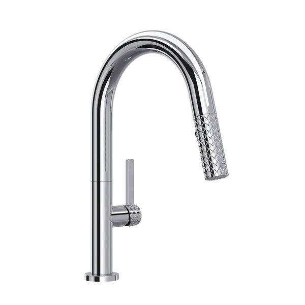 Tenerife Pull-Down Bar And Food Prep Kitchen Faucet With C-Spout - Polished Chrome | Model Number: TE65D1LMAPC-main
