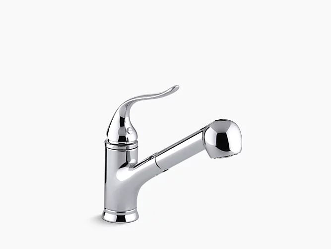 Coralais®single-hole or three-hole kitchen sink faucet with pull-out matching color sprayhead, 9" spout reach and lever handle K-15160-CP-related