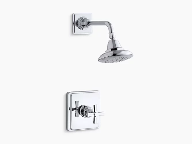 Pinstripe®Rite-Temp® shower valve trim with cross handle and 2.5 gpm showerhead K-TS13134-3B-CP-related