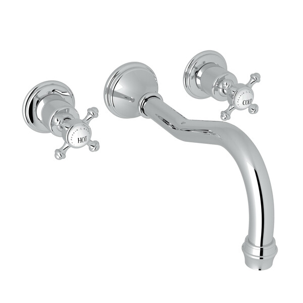 Georgian Era 3-Hole Wall Mount Column Spout Tub Filler - Polished Chrome with Cross Handle | Model Number: U.3784X-APC/TO-related