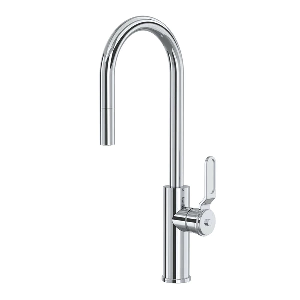 Myrina Pull-Down Bar And Food Prep Kitchen Faucet With C-Spout - Polished Chrome | Model Number: MY65D1LMAPC-product-view