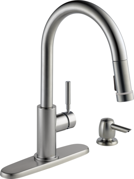 Single Handle Pull-Down Kitchen Faucet In Spotshield Stainless MODEL#: 19933L-SPSD-DST-1-large