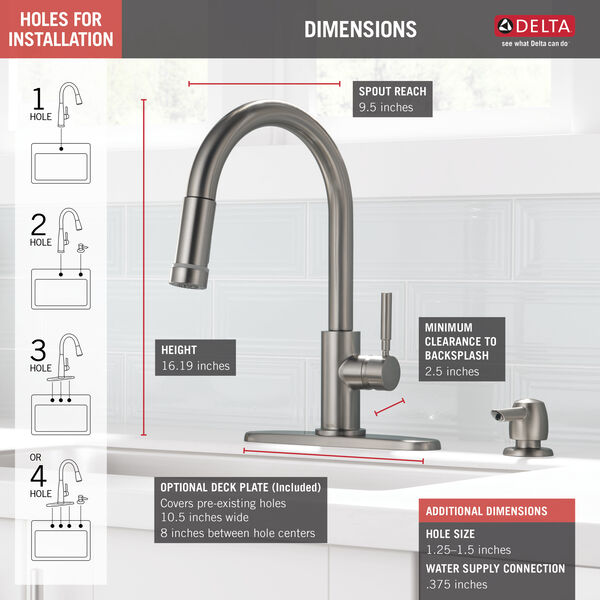 Single Handle Pull-Down Kitchen Faucet In Spotshield Stainless MODEL#: 19933L-SPSD-DST-0-large